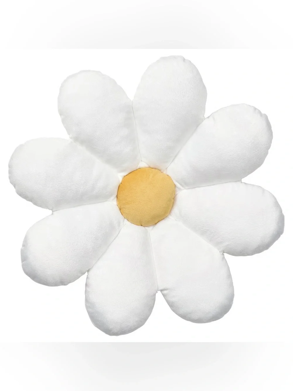 White Daisy Plush Accent Pillow with Yellow Center